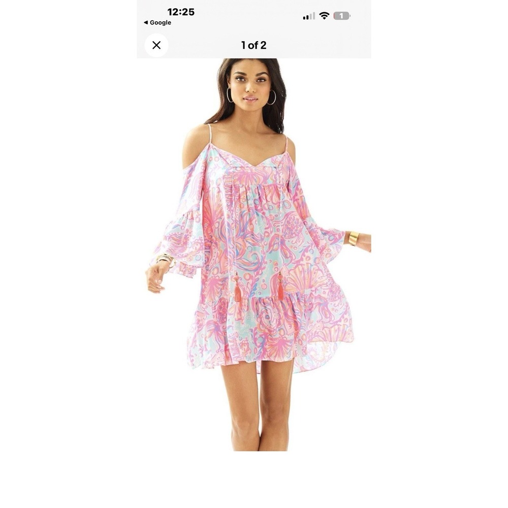 Lilly Pulitzer Dress Alanna Off The Shoulder Bubbly Too Much Women's‎ XS